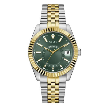 Guess Mens Dress stål & tofarget lenke 42mm 5 ATM grønn skive