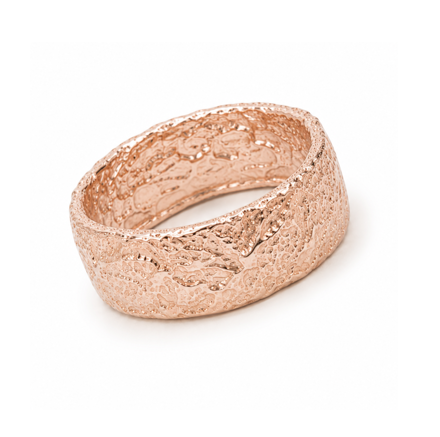 RING SØLV ROSÉ 8MM GROV HAMRET