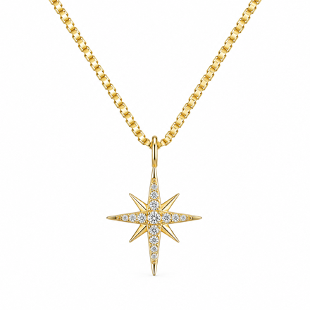 Caia Gold 375 anheng Nordstjerne LAB grown dia 0,05 W/SI (senter dia 0,02ct)