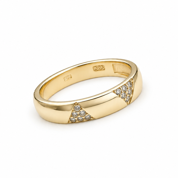 Forgylt sølv ring 3-4,5mm med zirconer