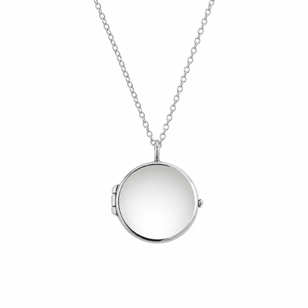 Rhodinert sølv medaljong rund glatt 17mm 42+5cm