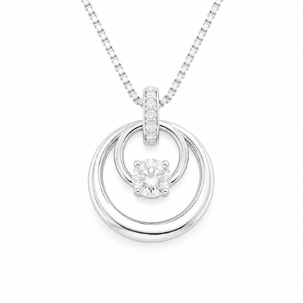 Rhodinert sølv anheng sirkler med cubic zirconia 45cm