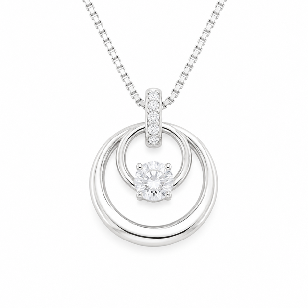 Rhodinert sølv anheng sirkler med cubic zirconia 45cm