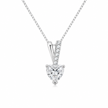 Rhodinert sølv anheng hjerte i cubic zirconia 42cm
