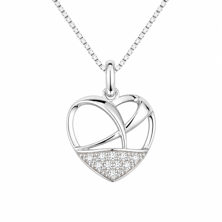 Rhodinert sølv anheng åpent hjerte med cubic zirconia 45cm