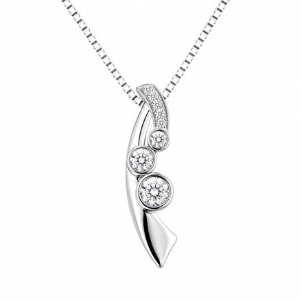 Rhodinert sølv anheng buer med cubic zirconia 45cm