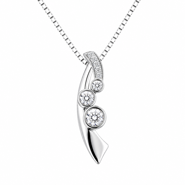 Rhodinert sølv anheng buer med cubic zirconia 45cm