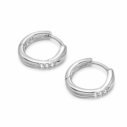Rhodinert sølv øreringer 3 Cubic Zirconia 13mm