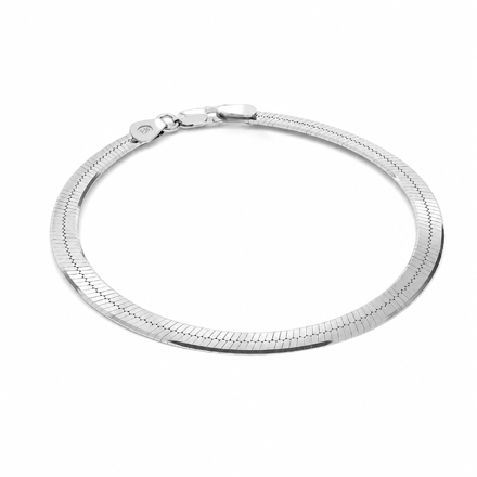 Rhodinert sølv armlenke 3,5mm flat slange 17+3cm