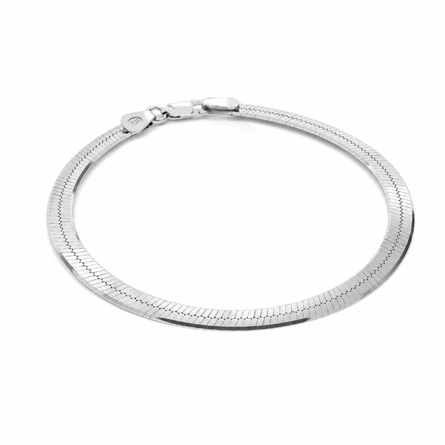 Rhodinert sølv armlenke 3,5mm flat slange 17+3cm