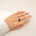 Gull ring London Blue Topas & diamanter 0,10ct TW/SI