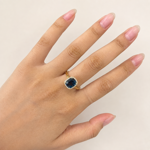 Gull ring London Blue Topas & diamanter 0,10ct TW/SI