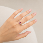 Gull rosett ring diamanter 0,10ct TW/SI + rubin 4x6mm