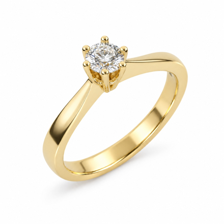 Gult gull ring Margrethe 0,70 ct LAB diamant River VS