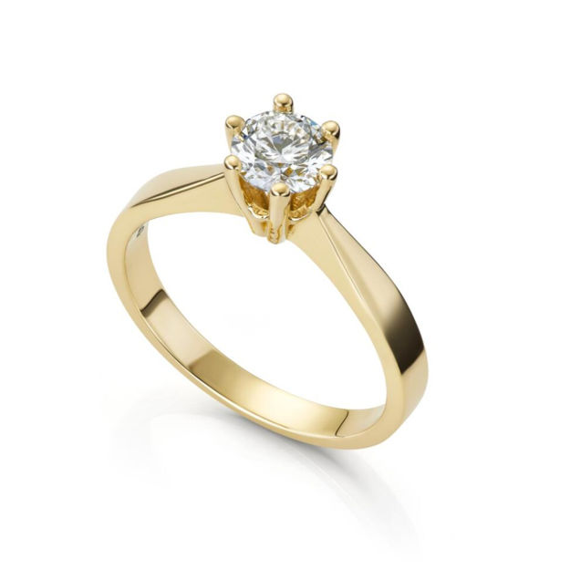 Gult gull ring Margrethe 0,70 ct LAB diamant River VS