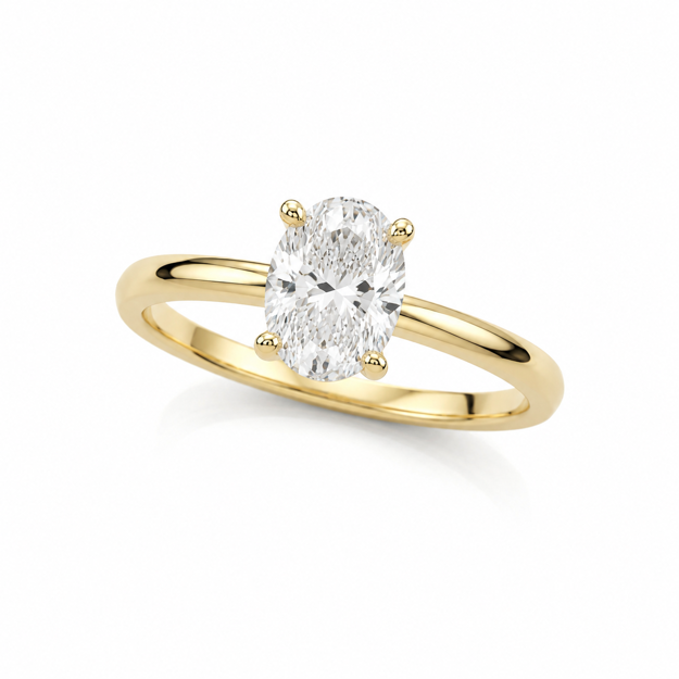 Gult gull ring 1,7 ct LAB diamant River VS1 - sentersten 1,51ct 