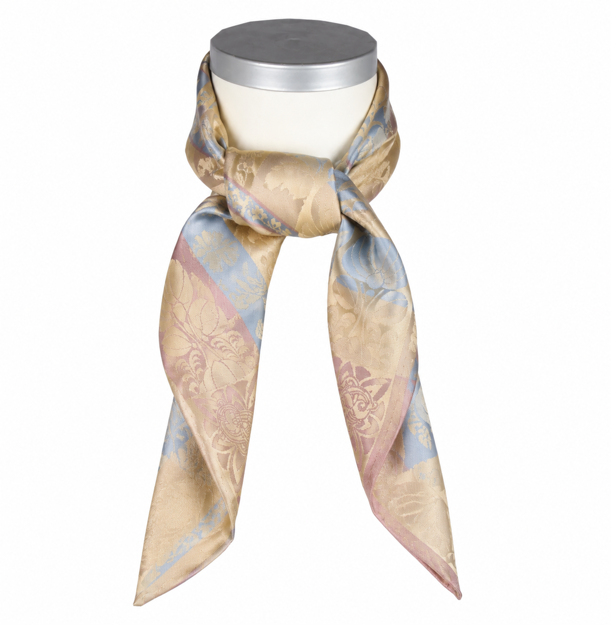 Mimmi silkeskjerf beige, blå & rosa 