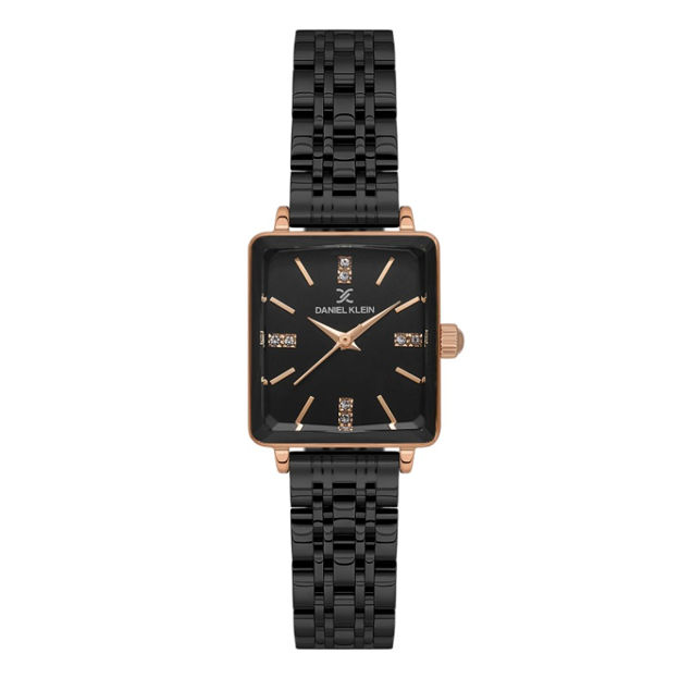 Daniel Klein Premium dameur svart/rose skive, lenke, 3 ATM 22mm
