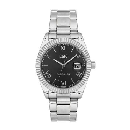 Daniel Klein D2K herreur i stål med lenke & svart skive 5 ATM 41mm