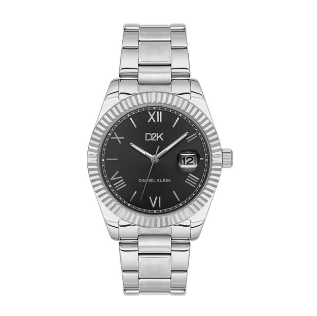 Daniel Klein D2K herreur i stål med lenke & svart skive 5 ATM 41mm