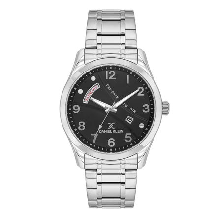 Daniel Klein Exclusive herreur i stål med lenke & svart skive 5 ATM  43mm