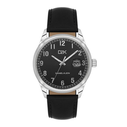 Daniel Klein D2K herreur i stål med svart rem & svart skive 5 ATM 42mm