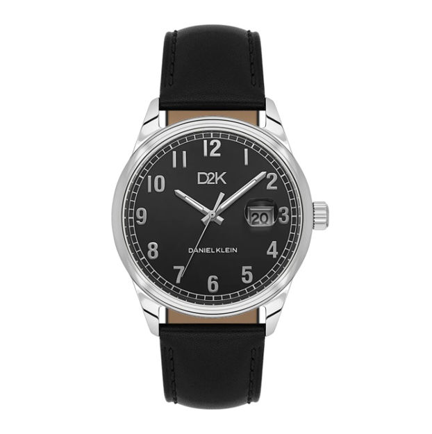 Daniel Klein D2K herreur i stål med svart rem & svart skive 5 ATM 42mm