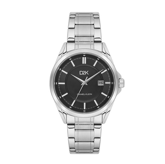 Daniel Klein D2K herreur i stål med lenke & svart skive 5 ATM 42mm