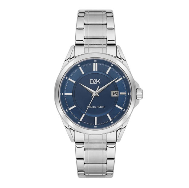 Daniel Klein D2K herreur i stål med lenke & blå skive 5 ATM 42mm