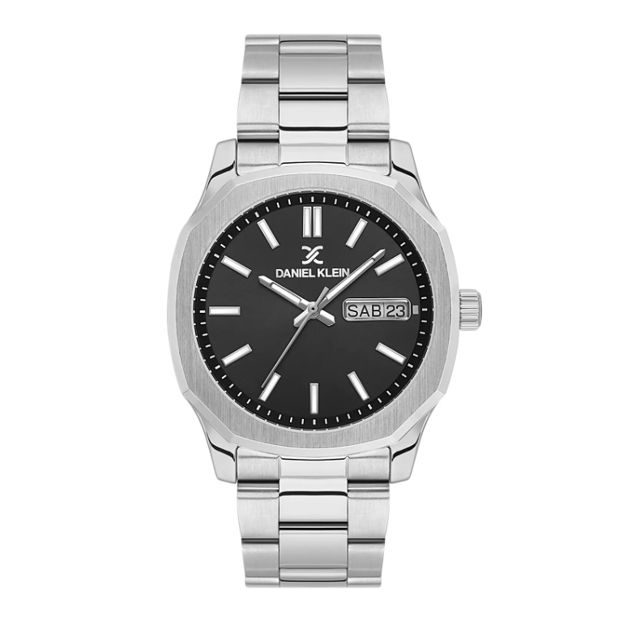 Daniel Klein Premium herreur i stål med lenke & svart skive 5 ATM 42mm