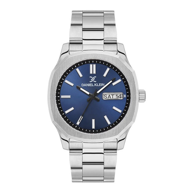 Daniel Klein Premium herreur i stål med lenke & blå skive 5 ATM 42mm