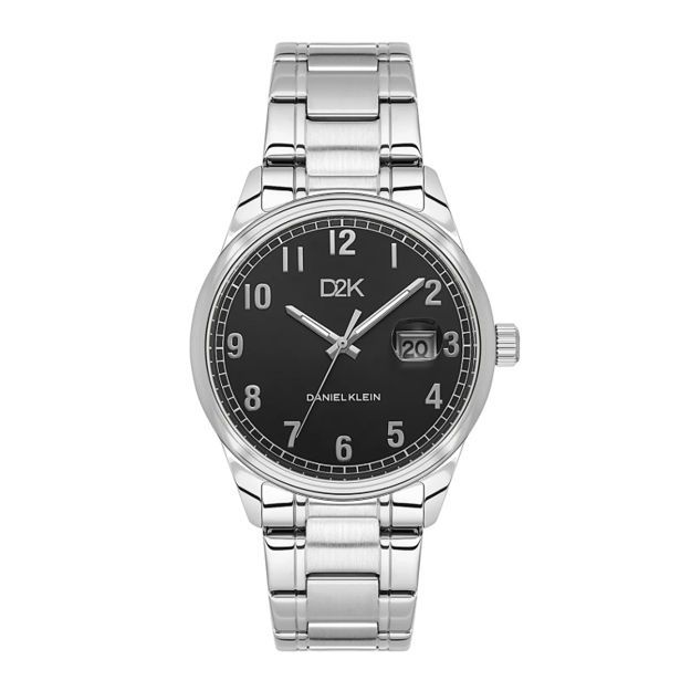 Daniel Klein D2K herreur i stål med lenke & svart skive 5 ATM 42mm