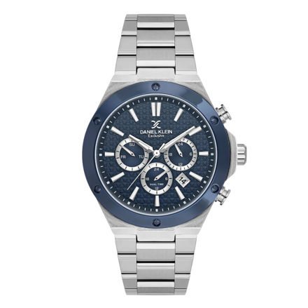 Daniel Klein Exclusive herreur i stål med lenke & blå skive 5 ATM 44mm