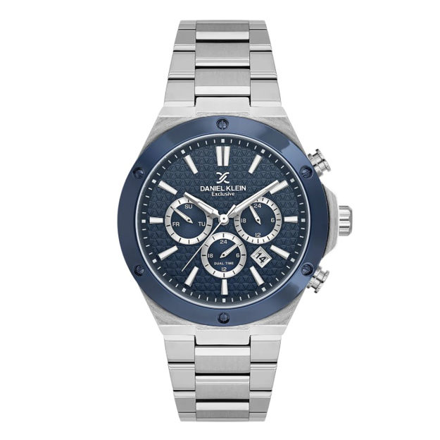Daniel Klein Exclusive herreur i stål med lenke & blå skive 5 ATM 44mm