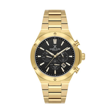 Daniel Klein Exclusive herreur i stål/doublé med lenke & svart skive 5 ATM 44mm