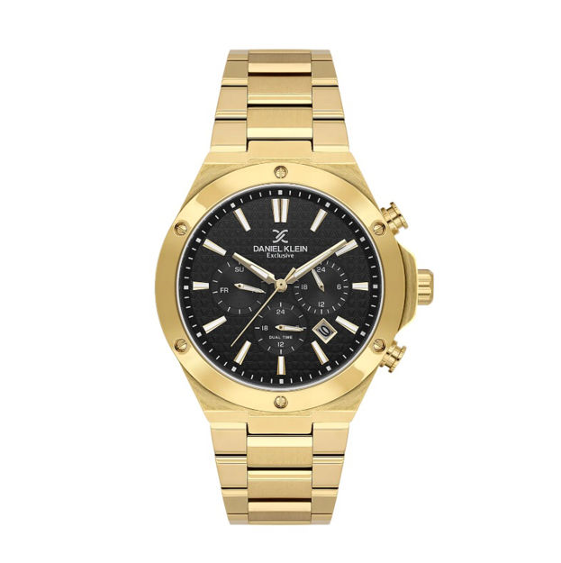 Daniel Klein Exclusive herreur i stål/doublé med lenke & svart skive 5 ATM 44mm
