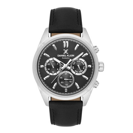 Daniel Klein Exclusive herreur i stål med svart rem & svart skive 5 ATM  43mm