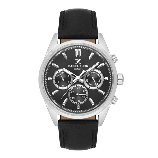 Daniel Klein Exclusive herreur i stål med svart rem & svart skive 5 ATM  43mm