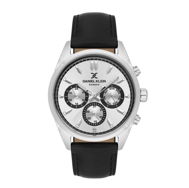 Daniel Klein Exclusive herreur i stål med blå rem & grå skive 5 ATM  43mm