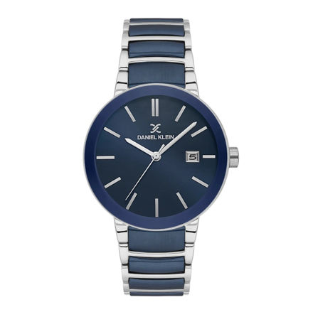 Daniel Klein Premium herreur i bicolor stål med lenke & blå skive 5 ATM  41mm