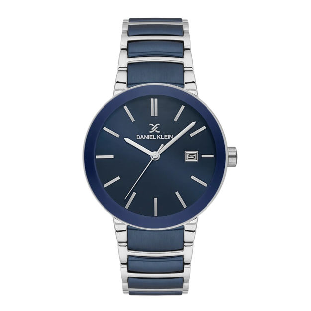 Daniel Klein Premium herreur i bicolor stål med lenke & blå skive 5 ATM  41mm