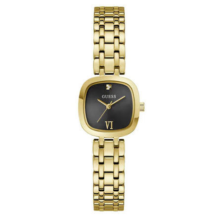 Guess Ladies Dress stål & gull  25mm 10 ATM svart skive og lenke