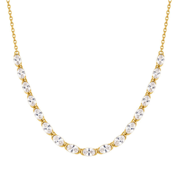 Ania Haie gold half-bezel oval half-tennis necklace