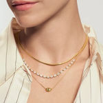 Ania Haie gold half-bezel oval half-tennis necklace