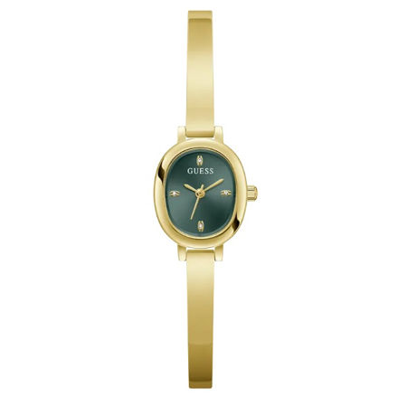 Guess Ladies Bejeweled stål & gull  2mm 10 ATM grønn skive med steiner og lenke