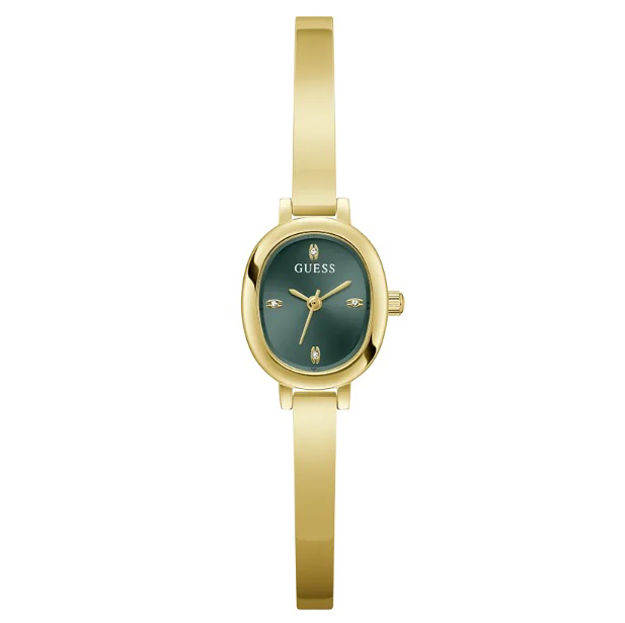 Guess Ladies Bejeweled stål & gull  2mm 10 ATM grønn skive med steiner og lenke