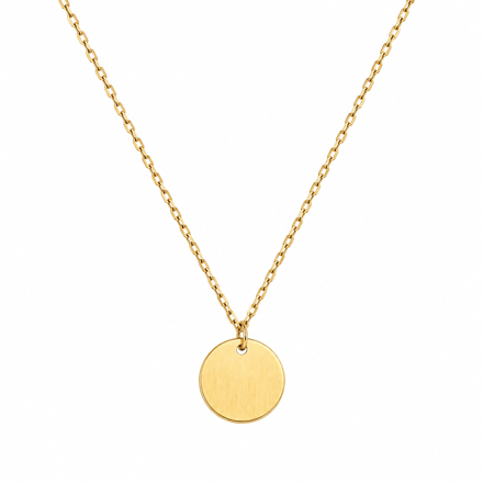 Caia Gold 375 halssmykke med rund plate 42cm