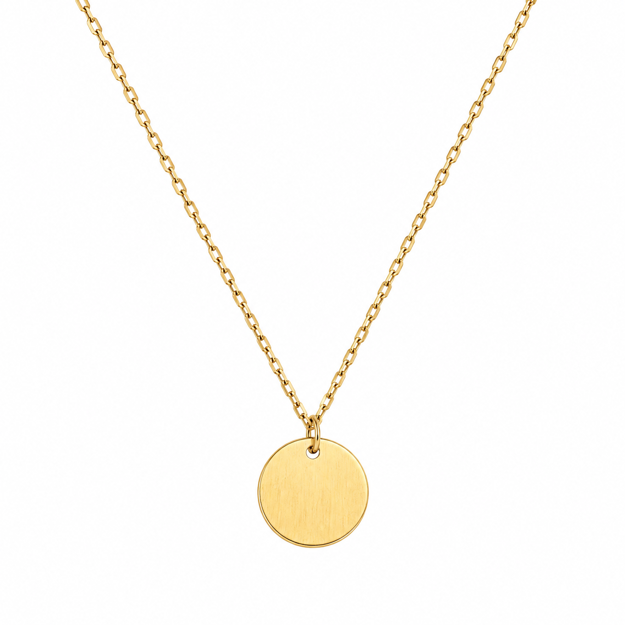Caia Gold 375 halssmykke med rund plate 42cm
