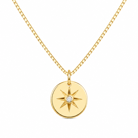 Caia Gold 375 anheng kompass med zircon