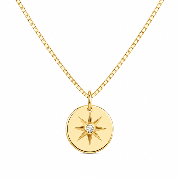 Caia Gold 375 anheng kompass med zircon